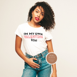 Funny Valentine Shirts | Single  T Shirt | Girl wearing white T shirt with red and black text