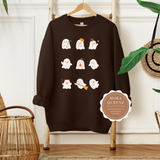 Ghost Shirt | Brown Sweatshirt with Nine white ghosts