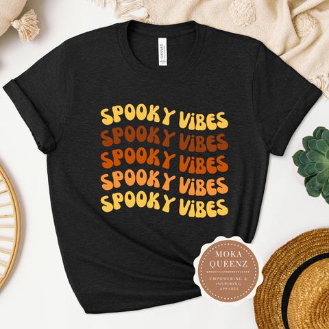 Spooky Vibes Shirt | Halloween T Shirt | Black t shirt with spooky vibes graphics