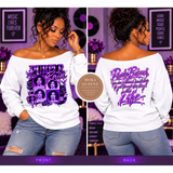Purple Rain Off-the-Shoulder Sweatshirt | Women's Music Graphic Top