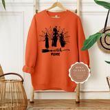 Witch Please Shirt | Orange Sweatshirt with Black Witch Graphic