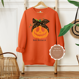 Pumpkin Sweater | Orange Sweatshirt With Orange Pumpkin with Happy Halloween Text