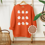 Ghost Shirt | Orange Sweatshirt with Nine white ghosts