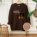 Witch Shirt | Halloween Sweatshirt | Brown sweatshirt with witch and broom and Witchy  text