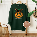 Pumpkin Sweater | Green Sweatshirt With Orange Pumpkin with Happy Halloween Text