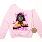 Candy Girl Graphic Off The Shoulder Shirt – Retro Pop Art Shirt
