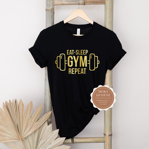 Gym T Shirt For Ladies | Black T Shirt with gold graphic