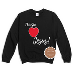 I love Jesus Sweatshirt | Navy black sweatshirt with white and red graphic