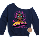 Candy Girl Graphic Off The Shoulder Shirt – Retro Pop Art Shirt