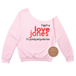 Love Jones Off The Shoulder Sweatshirt Sport Light Pink