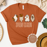 Spooky Shirt | Spooky Season | Heather Autumn T shirt with ghosts graphics
