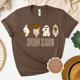 Spooky Shirt | Spooky Season | Heather Brown T shirt with ghosts graphics