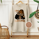 Christmas Sweatshirt | Beige Sweatshirt with African American Girl with Santa Hat