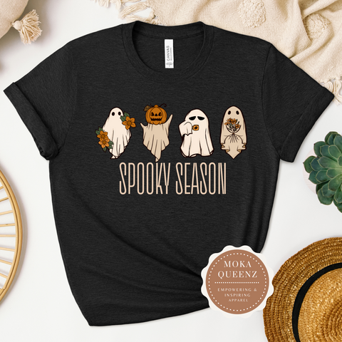 Spooky Shirt | Spooky Season | Black T shirt with ghosts graphics