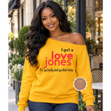 Love Jones off the Shoulder Sweatshirt 90's Hip Hop Shirt