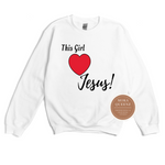 I love Jesus Sweatshirt | white sweatshirt with black and red graphic