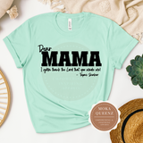 Dear Mama T Shirt | Mint Green T shirt with black text