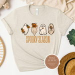 Spooky Shirt | Spooky Season | Heather Beige T shirt with ghosts graphics