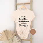 Bible Verse T Shirt | Strength| Beige T shirt with black  text