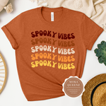 Spooky Vibes Shirt | Halloween T Shirt | Heather Autumn t shirt with spooky vibes graphics