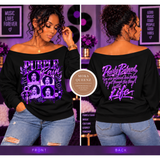 Purple Rain Off-the-Shoulder Sweatshirt | Women's Music Graphic Top