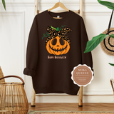 Pumpkin Sweater | Brown Sweatshirt With Orange Pumpkin with Happy Halloween Text
