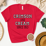 DST Crimson and Cream T Shirt , Red T Shirt with black and white text