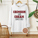 DST Crimson and Cream Hoodie, White hoodie with red and black text