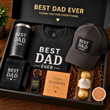 Gift set for Father's Day with 'Best Dad Ever' items in a box.