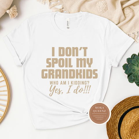 Funny Grandma Shirt | White T Shirt with Beige Text