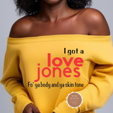 Love Jones off the Shoulder Sweatshirt 90's Hip Hop Shirt