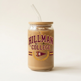 Hillman College inspired glass on ivory studio background