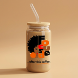 Focused iced coffee glass angled product view