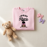 Pink I Am Black History toddler sweatshirt flat lay