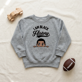 Sport gray I Am Black History toddler sweatshirt flat lay