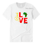 Black Love Shirts | White T shirt with Red, yellow and green Black love graphic