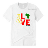 Black Love Shirts | White T shirt with Red, yellow and green Black love graphic