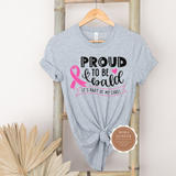 Cancer Survivor Shirt | Gray t shirt with black and pink text
