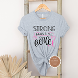 Pink Ribbon Shirt | Gray T shirt with black and pink text