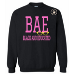 BLACK AND EDUCATED SHIRT | BLACK SWEATSHIRT WITH NEON PINK AND YELLOW TEX