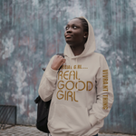 Special Girl Real Good Girl Hoodie Beige Hoodie with brown text on the front and the sleeve