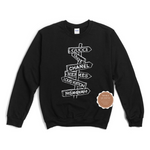Fashion Brands Street Sign Sweatshirt | Black Sweatshirt with white graphic
