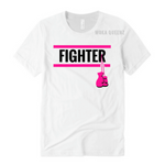 Breast  Cancer Fighter Shirts | White T-Shirt with Black and Pink Text | MoKa Queenz