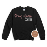 Strong Womens Empowerment Shirt | Black sweatshirt with pink and white text