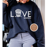 New Editions Shirt | Popcorn Love sweatshirt | Navy blue sweatshirt with white text