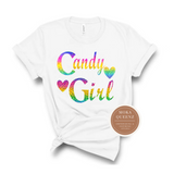 New Edition T Shirt | Candy Girl Shirt - White T shirt with rainbow text