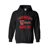 Empowered Sweatshirt - Empowered Women Rock hoodie - Black sweatshirt with Red and coral text- MoKa Queenz