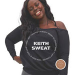 Keith Sweat  Shirt | Black Off the shoulder shirt with white graphic