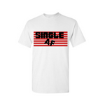 Single T Shirt | Single AF Shirt | White T shirt with red lines and  black glittered Single AF Text
