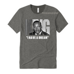 Black History Shirt | MLK Shirt | Dark Heather Grey T shirt with MLK Picture printed in KING text 